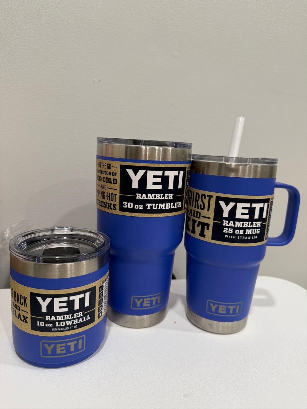Yeti Ultramarine violet Set — 30 oz Tumbler, 25 oz Mug with Straw, 10 oz Lowball